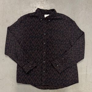 Billy Reid Black and Brown Geometric Shirt Mens XL